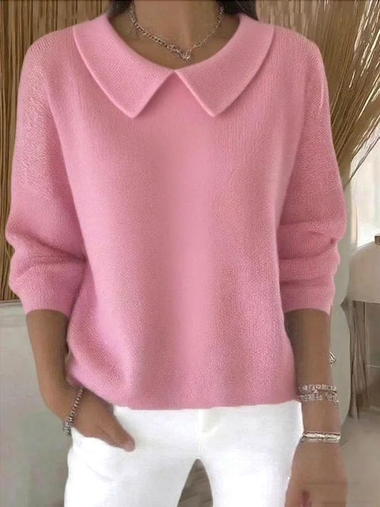 Pull classique en maille pour femme à manches longues et col