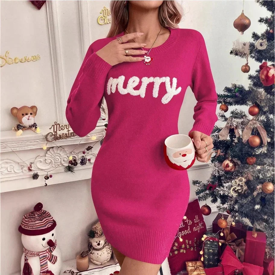 Women's Cotton-Blend Christmas Sweater – Crew Neck, Long Sleeves, Multicolour Tree Motif
