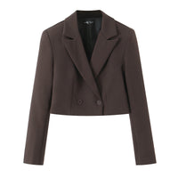 Women's Cropped Blazer with Double-Button Closure and Lapel Collar