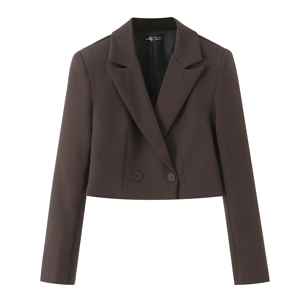 Women's Cropped Blazer with Double-Button Closure and Lapel Collar