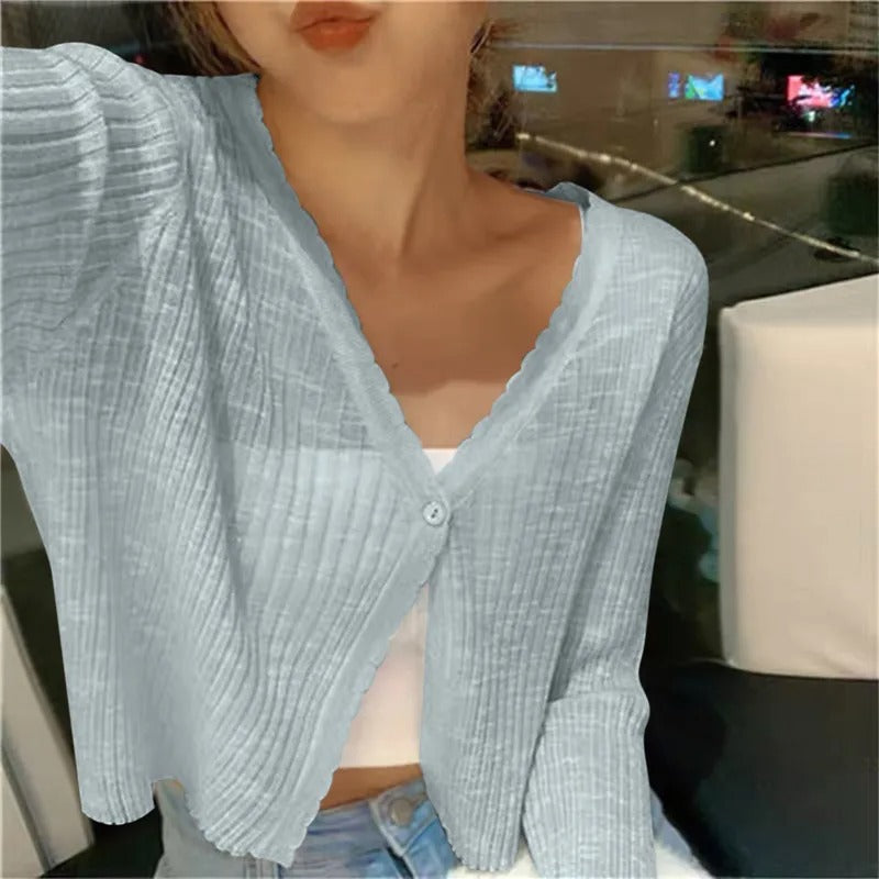 Gilet d'été court pour femme à boutons sur le devant