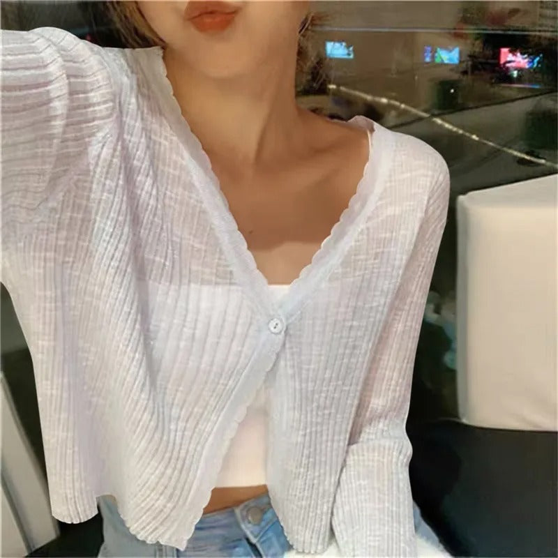 Gilet d'été court pour femme à boutons sur le devant