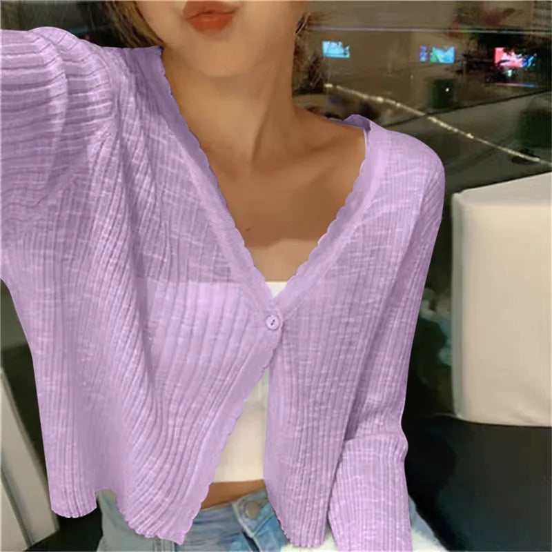 Gilet d'été court pour femme à boutons sur le devant