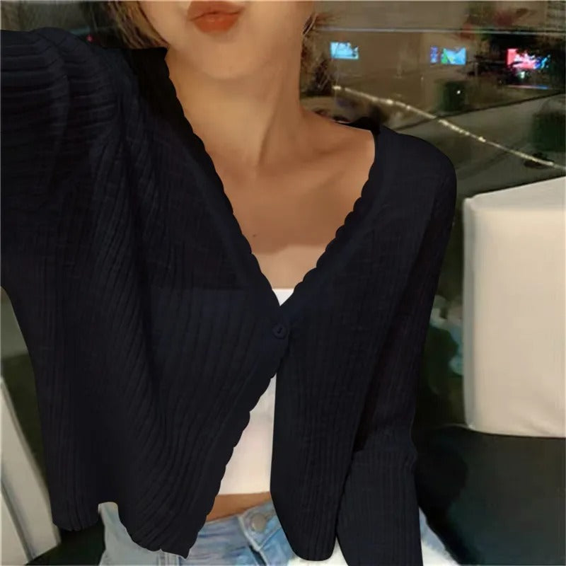 Gilet d'été court pour femme à boutons sur le devant