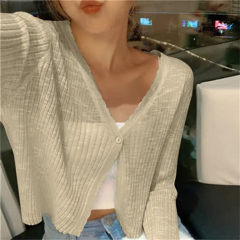 Gilet d'été court pour femme à boutons sur le devant