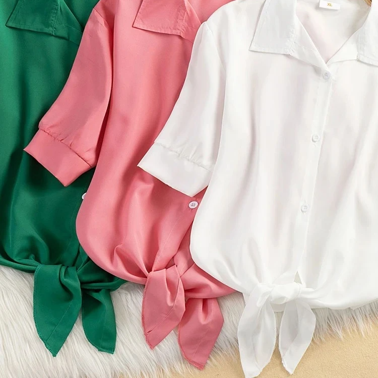 Blouse courte à nouer sur le devant pour femme