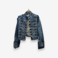 Chaqueta de Mezclilla para Mujer con Cuello Alto Abotonado