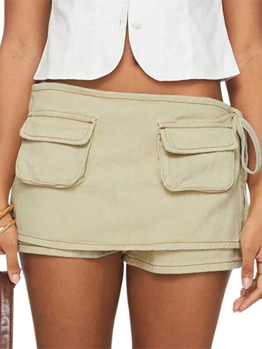 Women's Denim Utility Cargo Mini Skirt