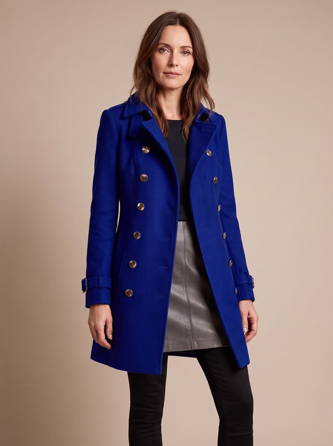Élégant manteau d’hiver ajusté à double boutonnage pour femme