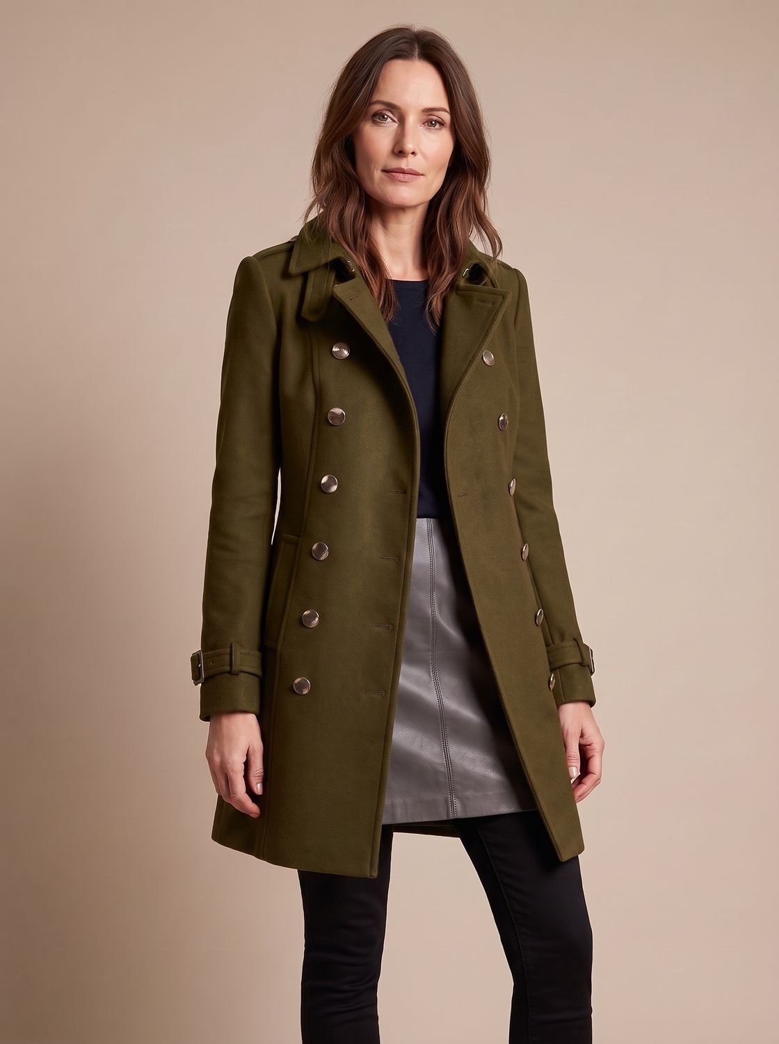 Élégant manteau d’hiver ajusté à double boutonnage pour femme