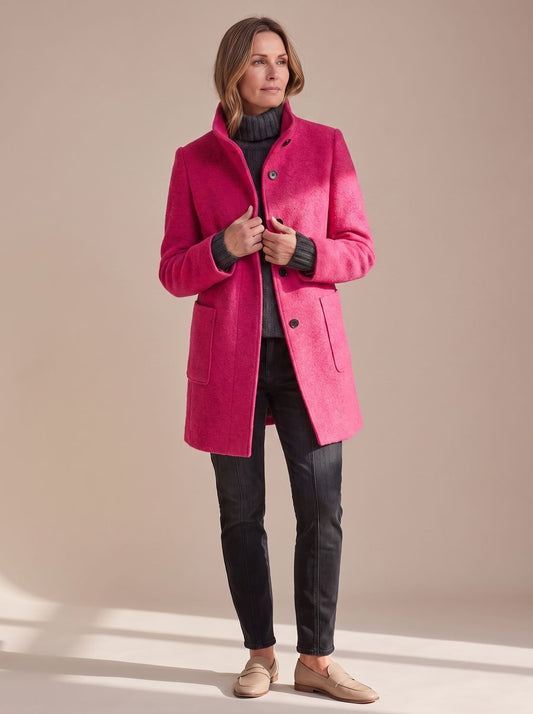 Manteau d'hiver élégant pour femme à col officier et boutonnage sur le devant