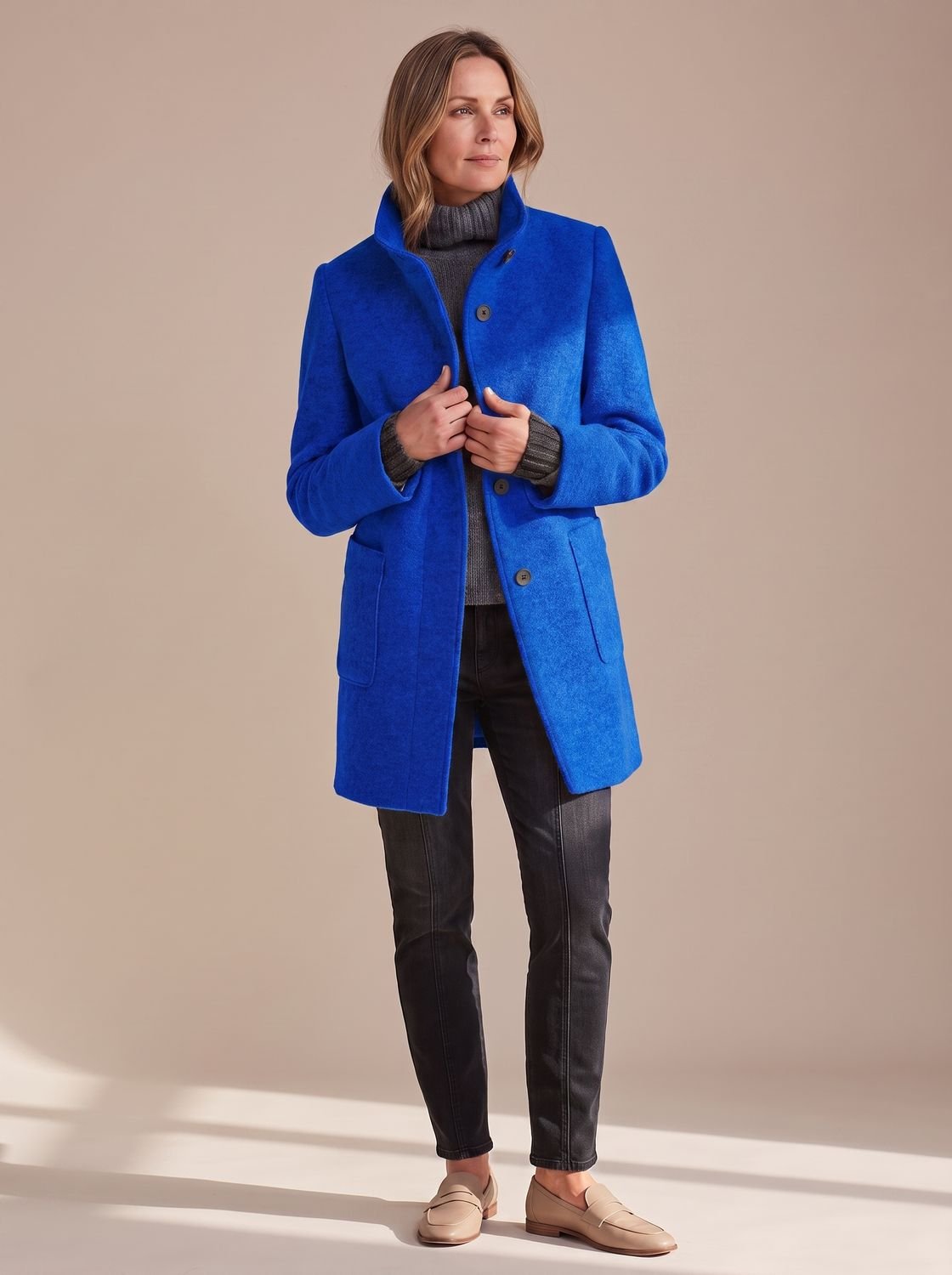 Women's Elegant Stand-Collar Button-Front Winter Coat