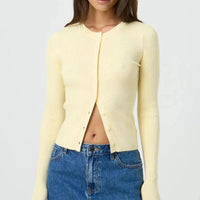 Cardigan court ajusté à manches longues et côtelé pour femme