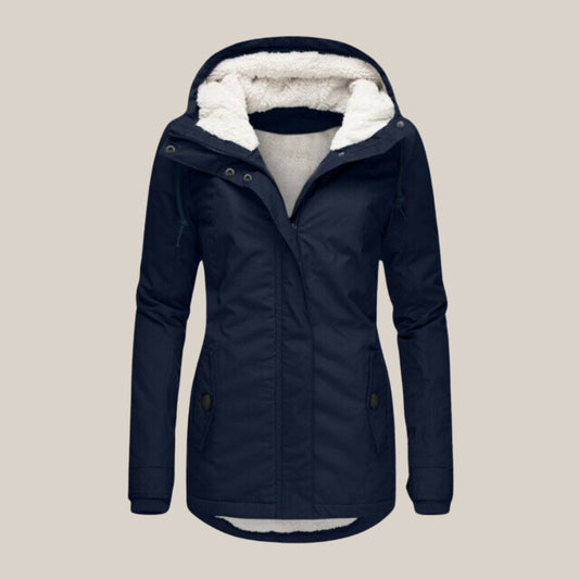 Parka d'hiver matelassée coupe-vent à capuche et doublure polaire pour femme