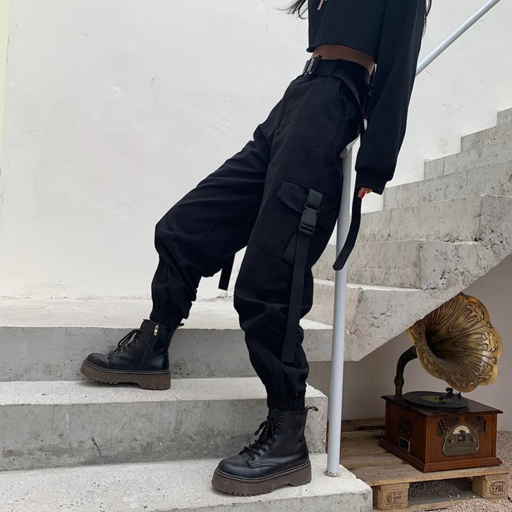 Pantalon cargo taille haute pour femme - Streetwear confortable au quotidien