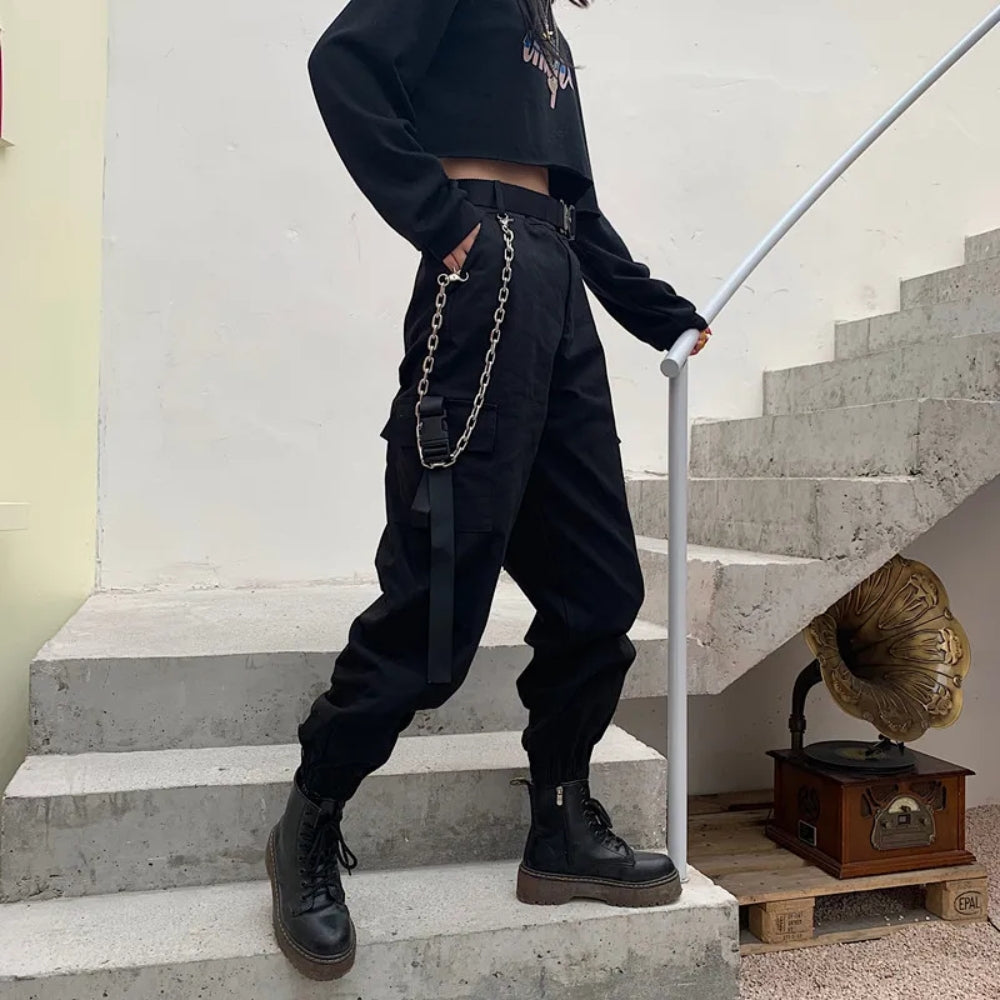 Pantalon cargo taille haute pour femme - Streetwear confortable au quotidien