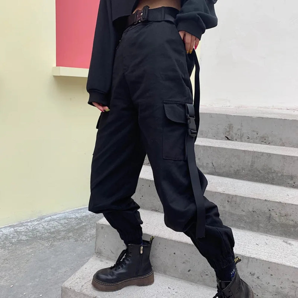 Pantalon cargo taille haute pour femme - Streetwear confortable au quotidien