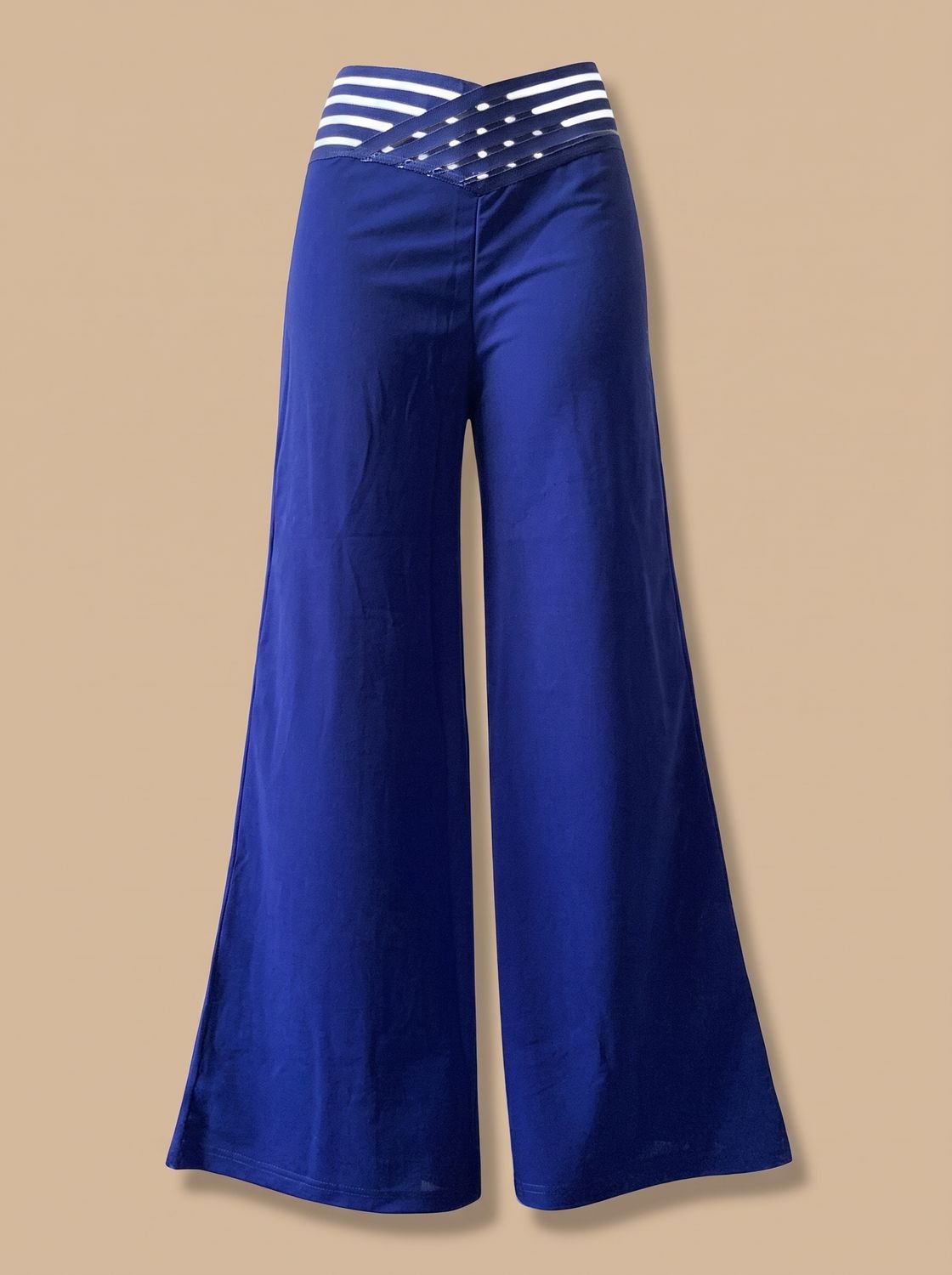 Pantalon large pour femme à taille haute et ceinture croisée