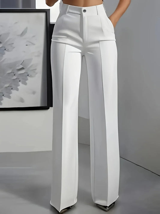 Pantalon de tailleur droit taille haute pour femme