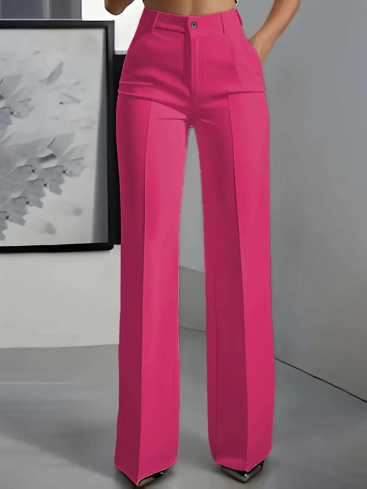 Pantalon de tailleur droit taille haute pour femme
