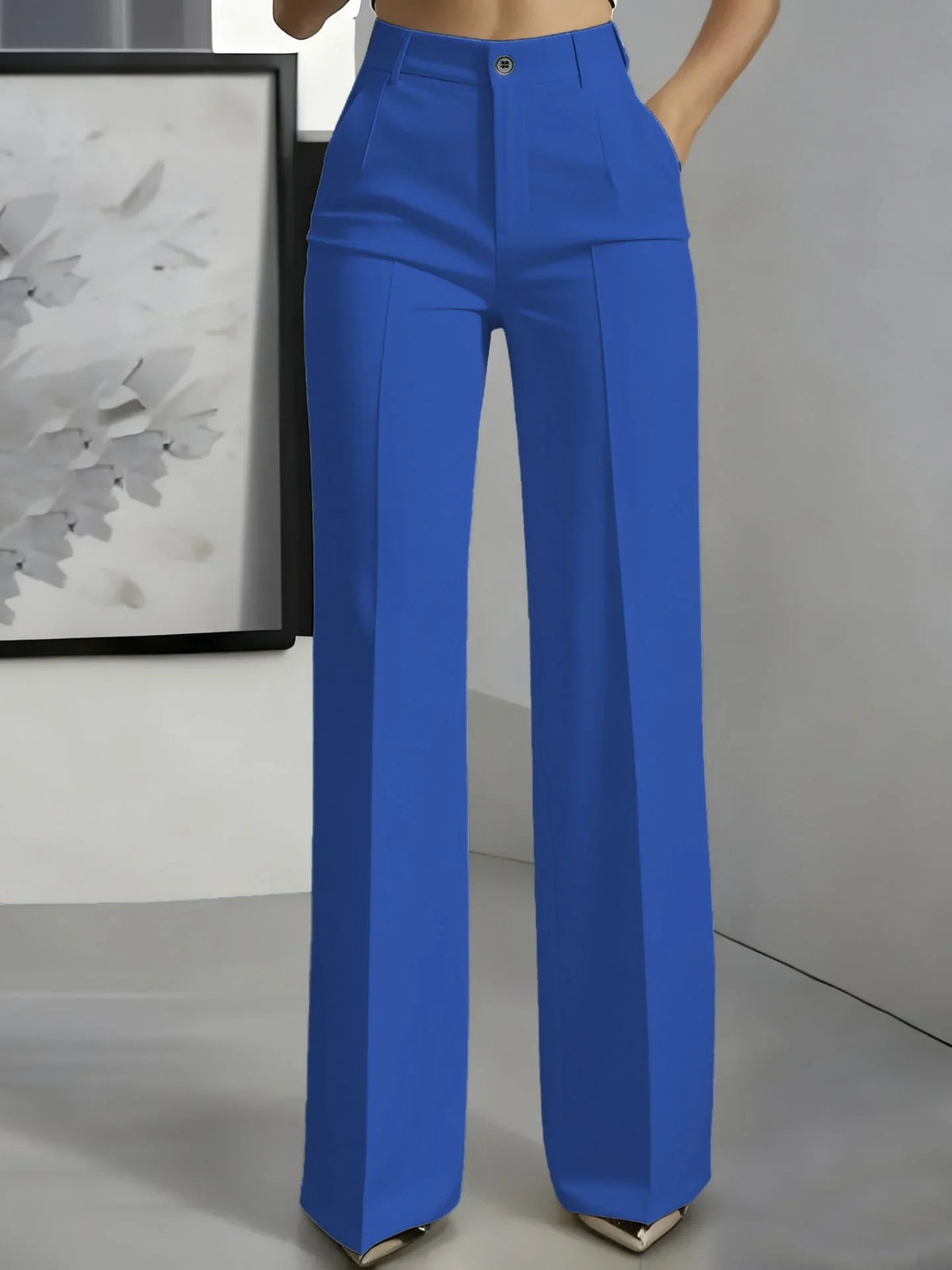 Pantalon de tailleur droit taille haute pour femme