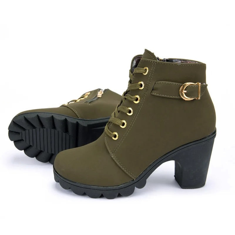 Women's Lace-Up Heeled Boots