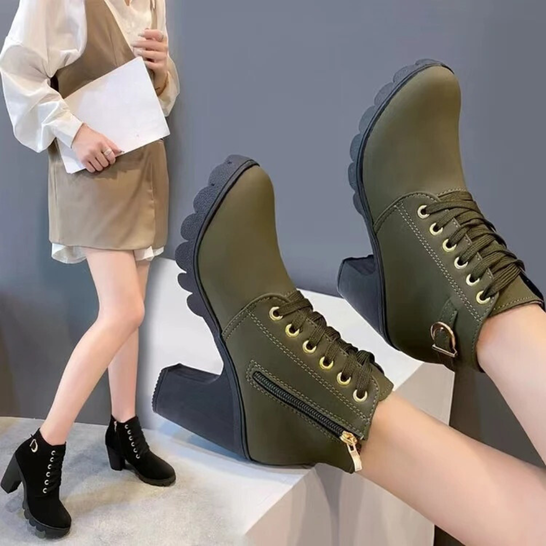 Women's Lace-Up Heeled Boots