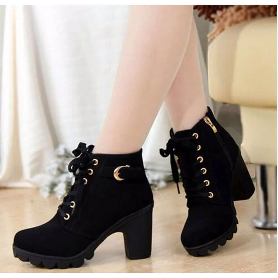 Women's Lace-Up Heeled Boots