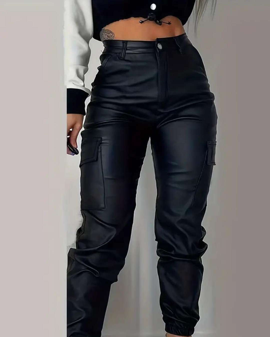 Women's Leather Cargo Pants