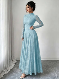Women's Long-Sleeve Glitter Tulle A-Line Occasion Dress