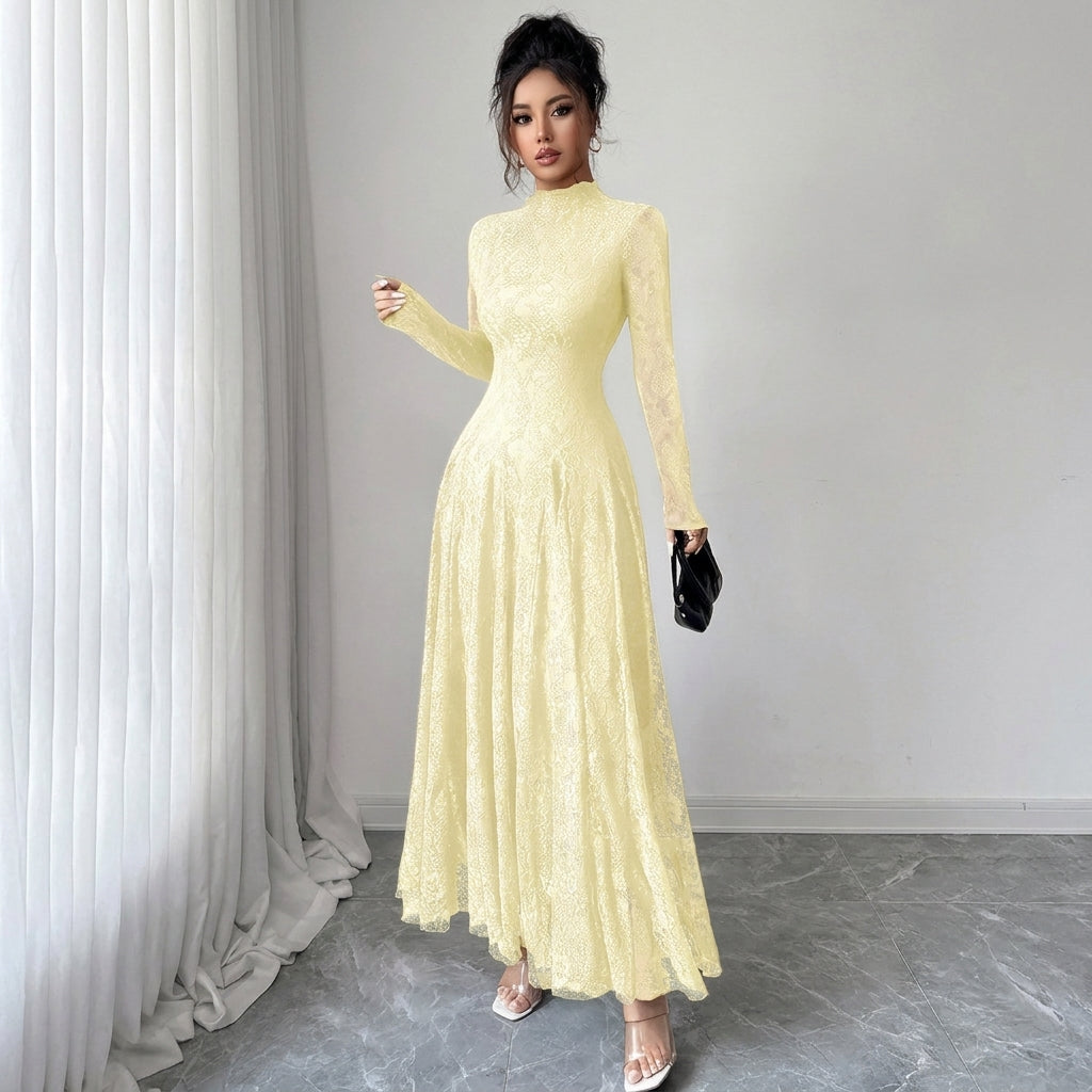 Women's Long-Sleeve Glitter Tulle A-Line Occasion Dress