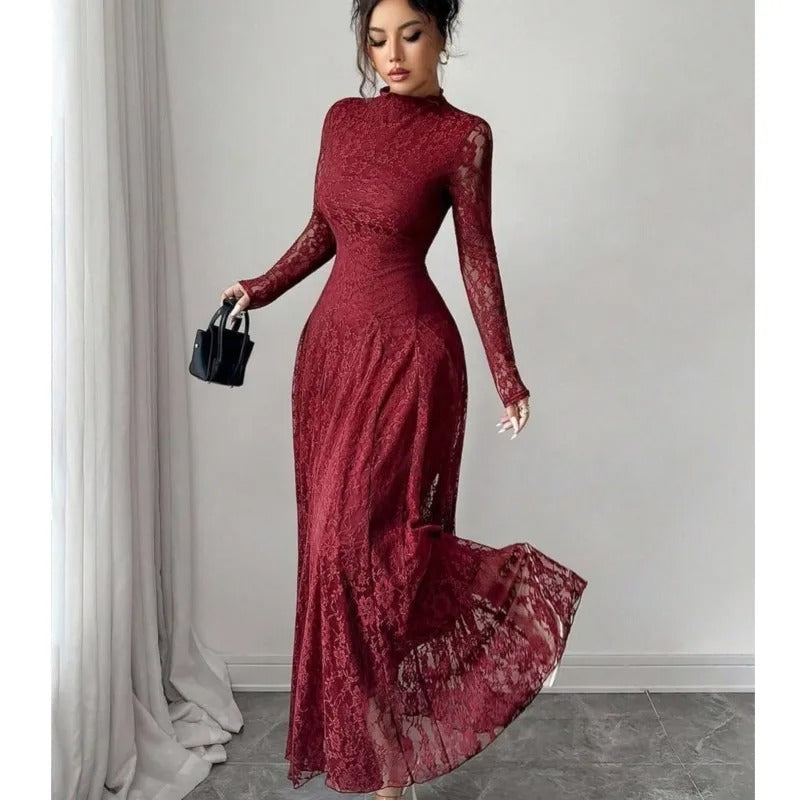 Women's Long-Sleeve Glitter Tulle A-Line Occasion Dress