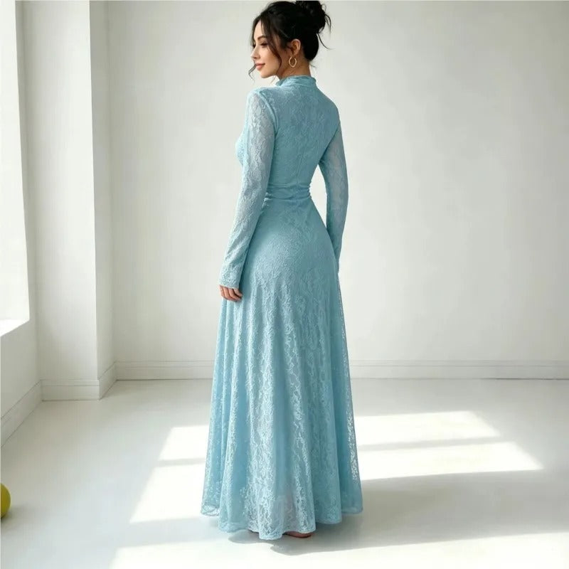 Women's Long-Sleeve Glitter Tulle A-Line Occasion Dress