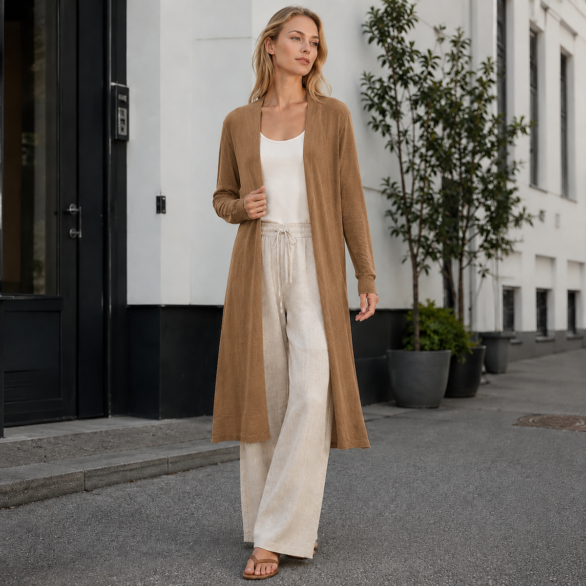 Cardigan long et chaud pour femme, idéal à superposer