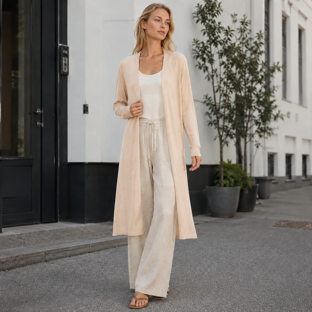 Cardigan long et chaud pour femme, idéal à superposer