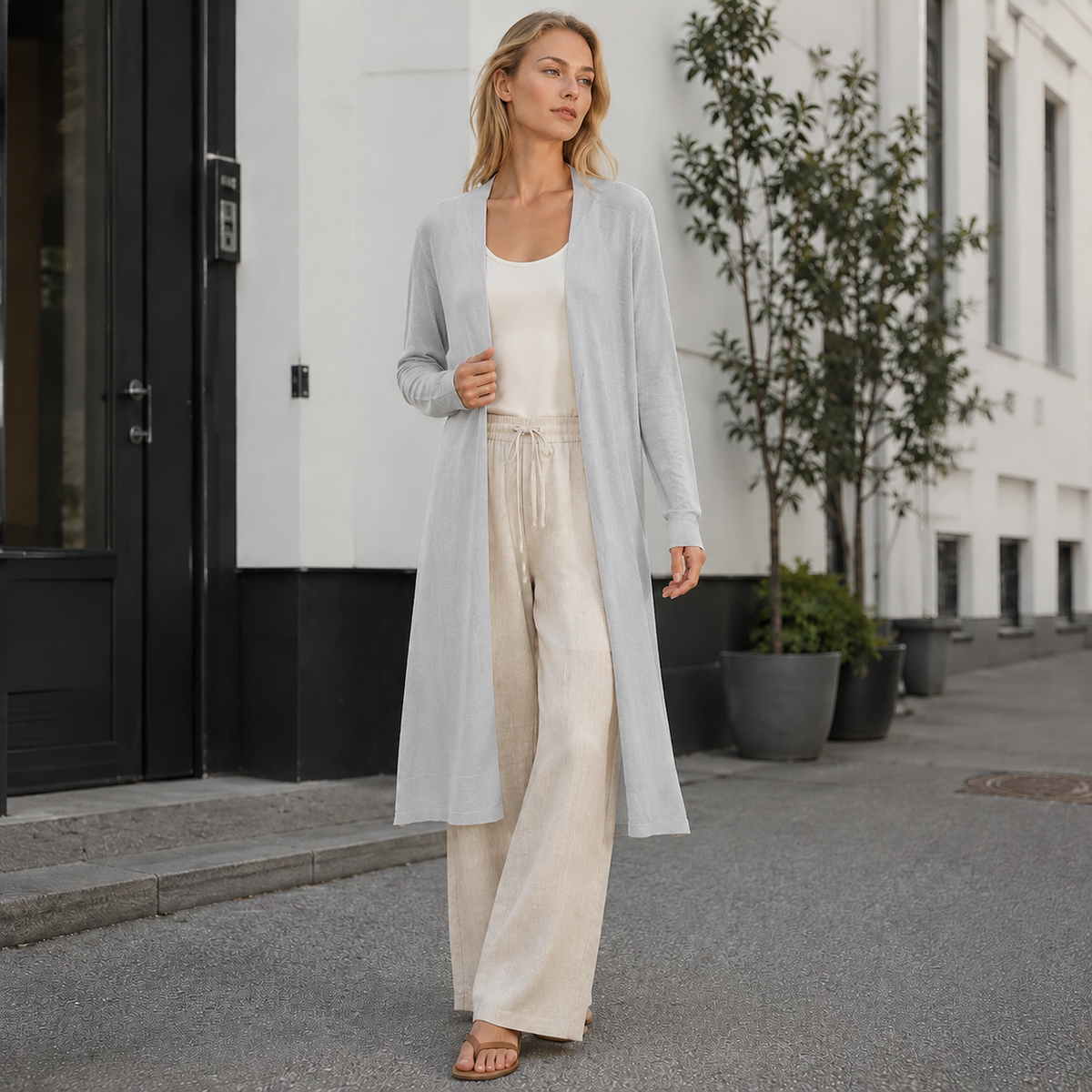 Cardigan long et chaud pour femme, idéal à superposer