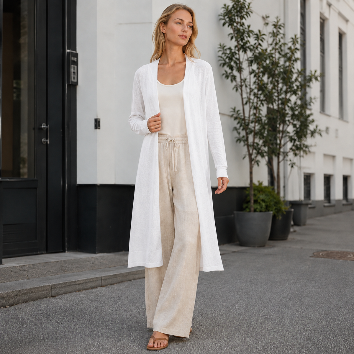 Cardigan long et chaud pour femme, idéal à superposer