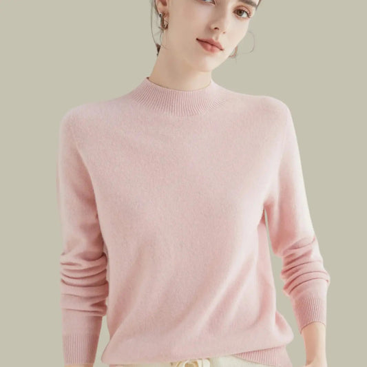Women's Merino Wool Mock-Neck Long-Sleeve Knit Sweater