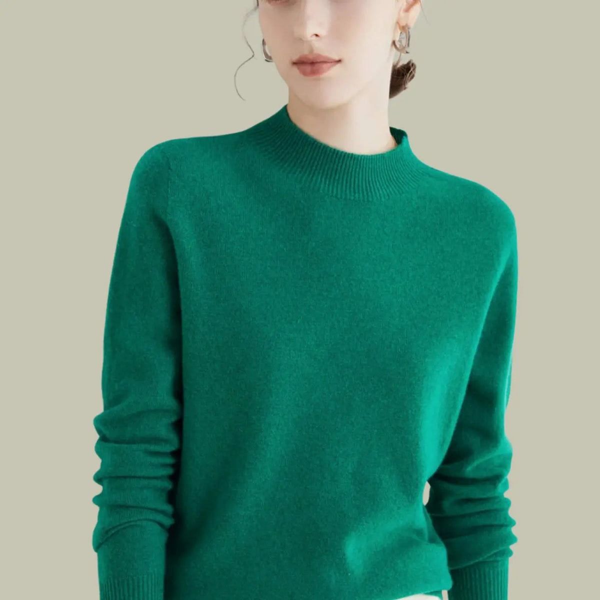 Women's Merino Wool Mock-Neck Long-Sleeve Knit Sweater