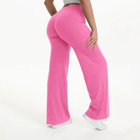Pantalon de yoga droit taille mi-haute pour femme - Pantalon de sport et de Pilates doux en mélange de nylon et d’élasthanne