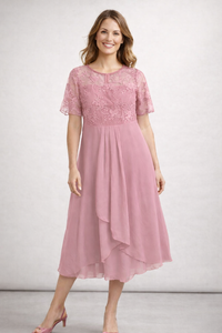 Vestido Midi Elegante de Encaje para Mujer
