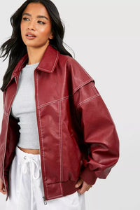 Women's Oversized Faux Leather Jacket
