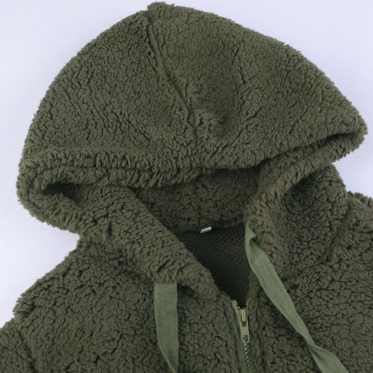 Manteau zippé oversize à capuche pour femme en polaire teddy