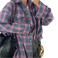 Chemise à carreaux oversize pour femme – Manches longues pour plus de confort