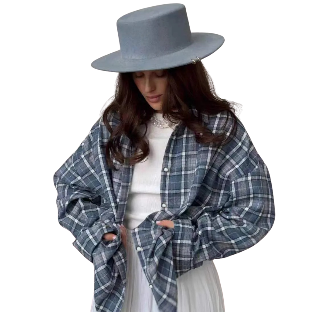 Chemise à carreaux oversize pour femme – Manches longues pour plus de confort