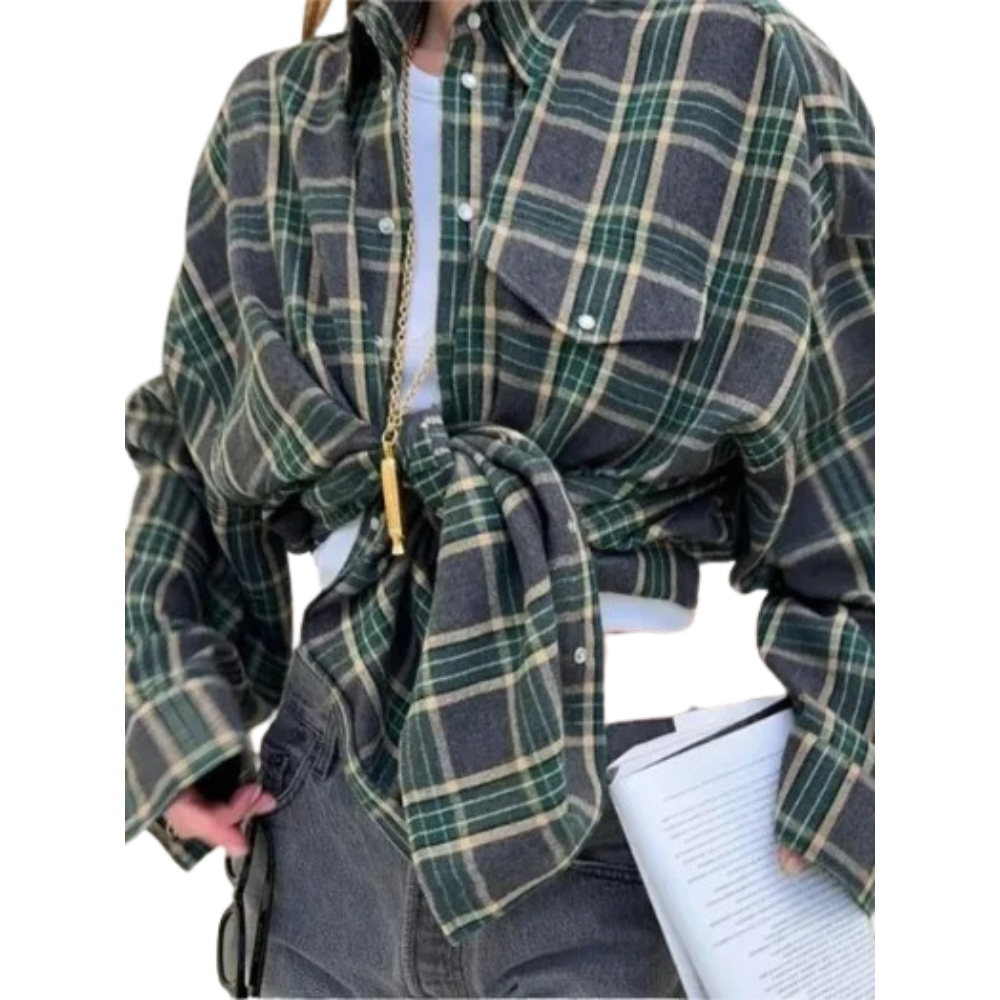 Chemise à carreaux oversize pour femme – Manches longues pour plus de confort