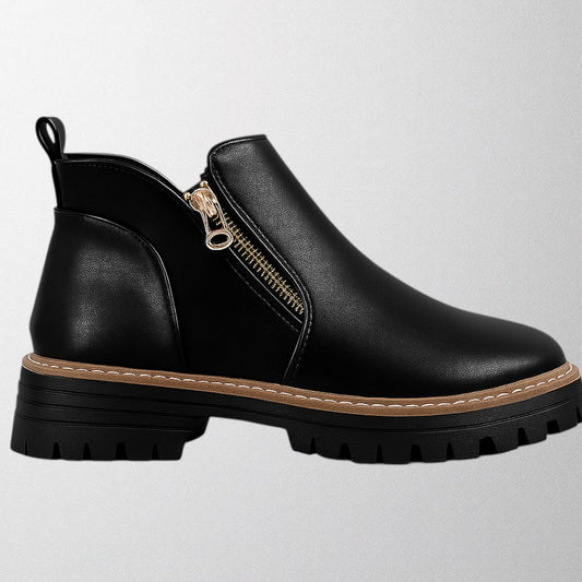 Women's Platform Ankle Boots with Zipper Detail