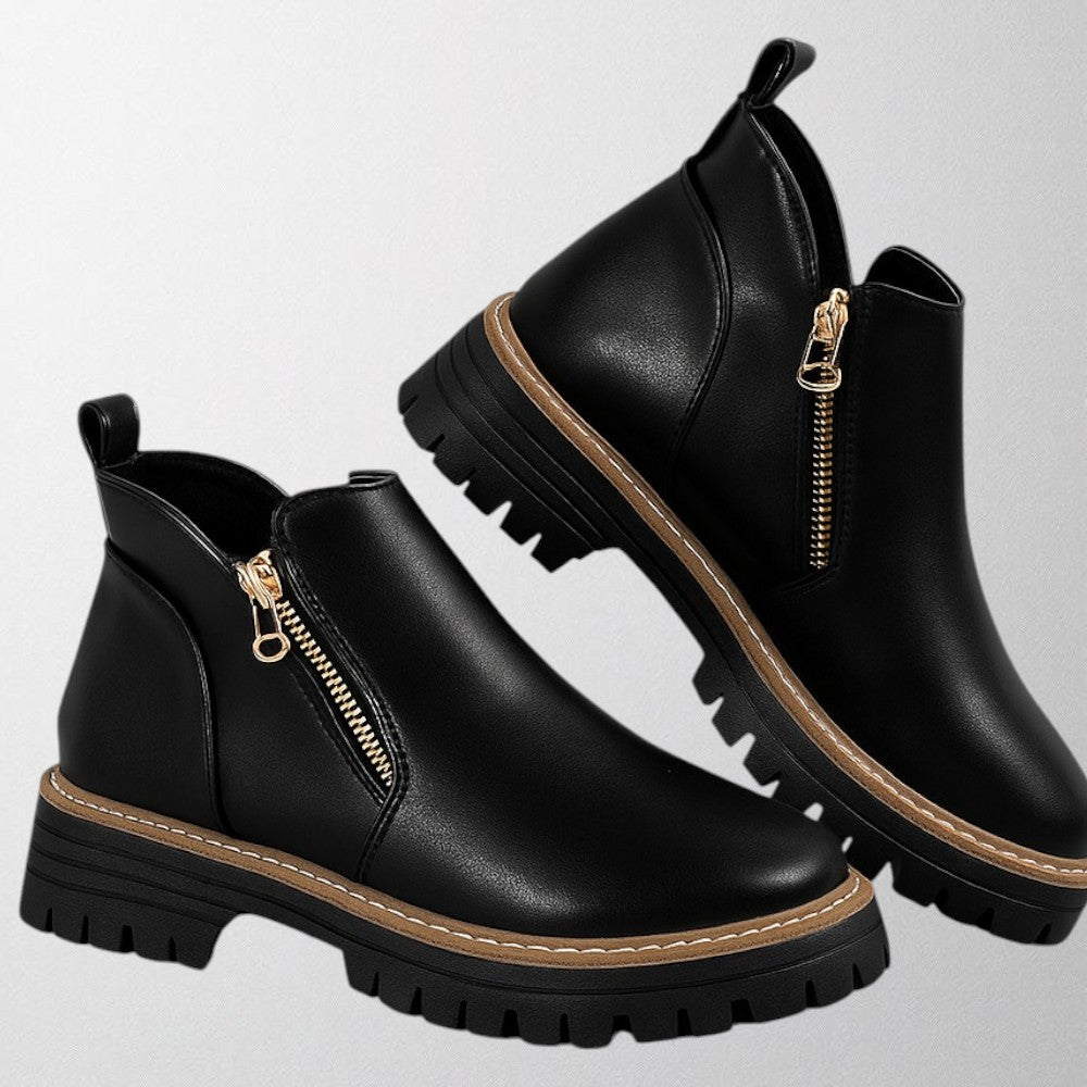 Bottines compensées pour femme avec détail zippé