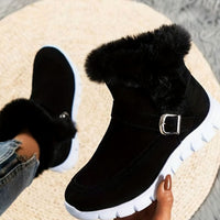 Women's Plush-Trimmed Buckle Ankle Snow Boots