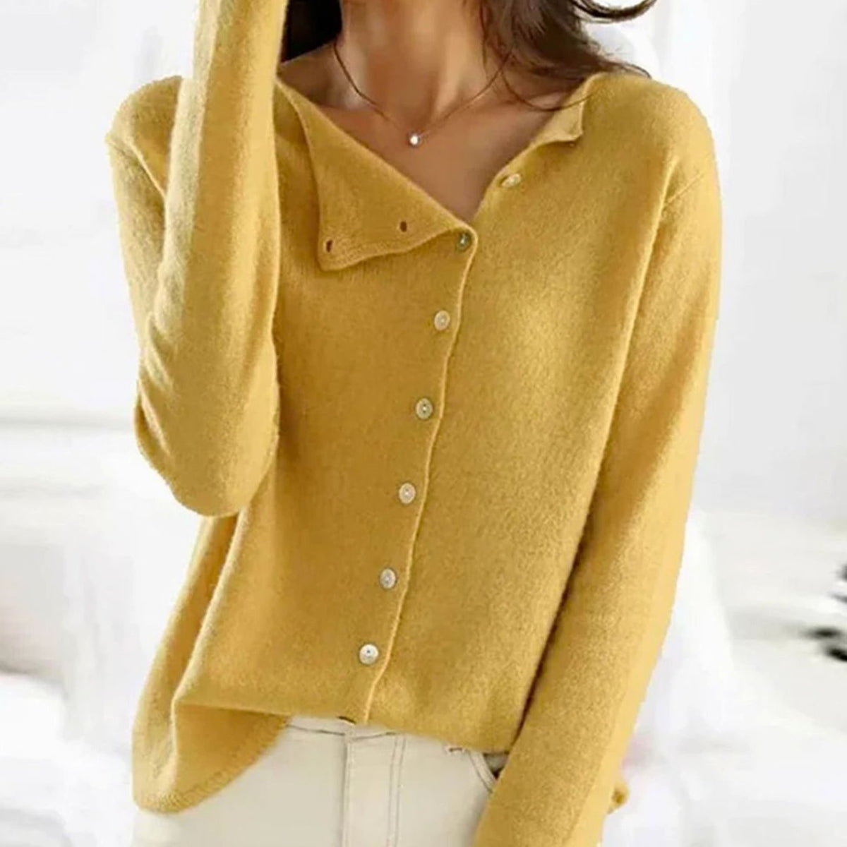 Gilet-pull en maille pour femme à coupe décontractée, avec boutonnage sur le devant